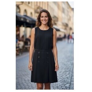 Loft Chiffon Pleated‎ Button Detail Dress NWT